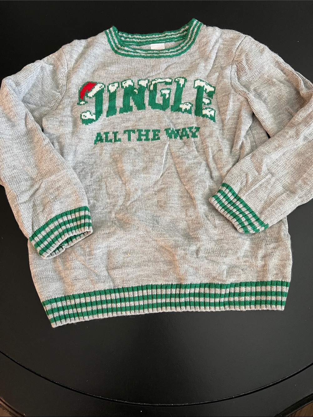 Holiday Time Gray & Green "JINGLE ALL THE WAY" Kids Holiday Sweater